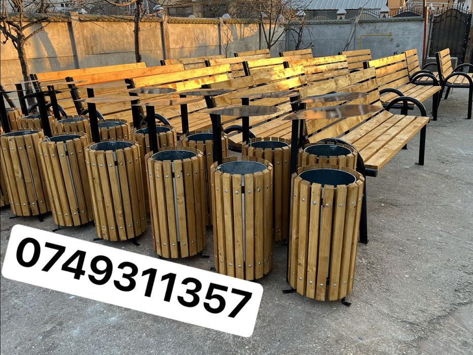 Cos de gunoi exterior stradal din lemn sau metal