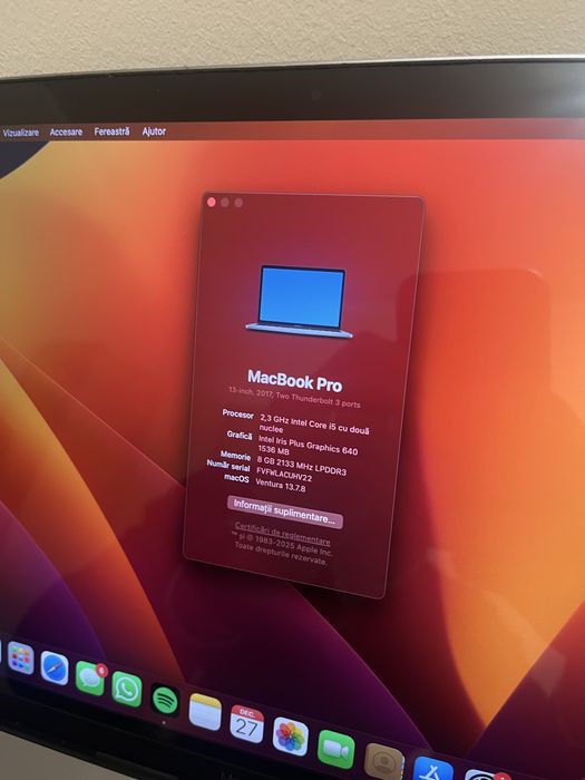 Macbook Pro 2017 13inch 256gb