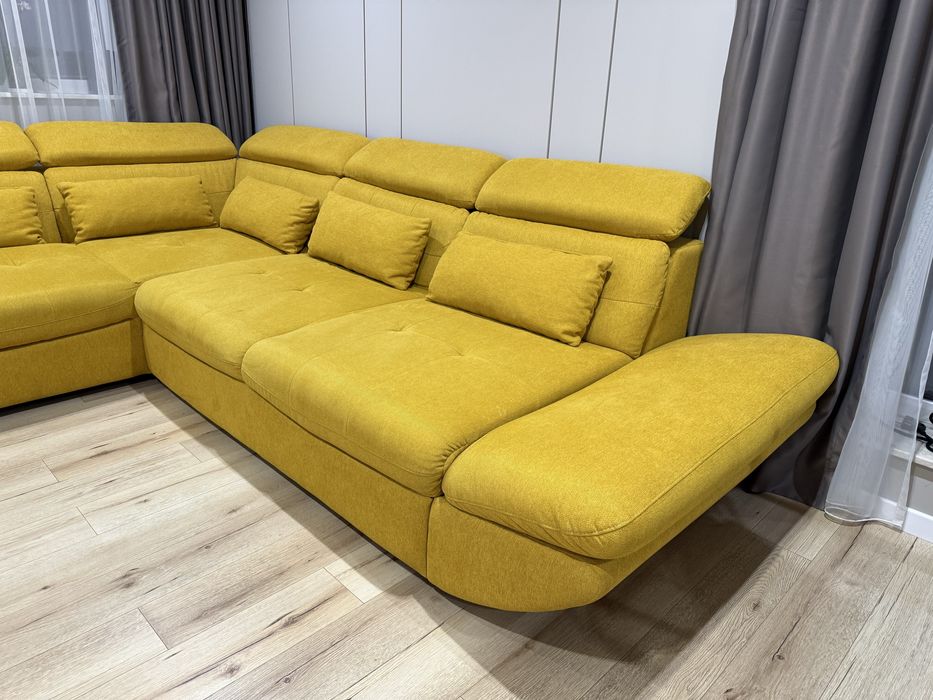 Голям ъглов диван цвят горчица кота COTTA