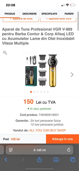 Kit profesional VGR masini de tuns