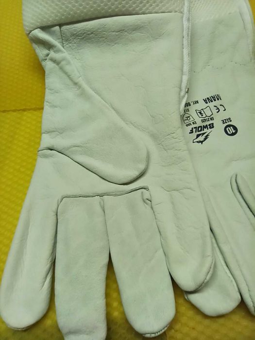 Пчеларски ръкавици естествена кожа с ръкавели с цип-пчеларско облекло