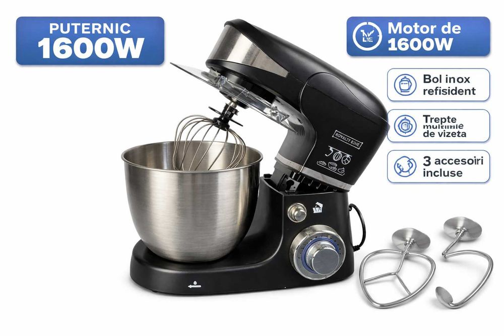 Mixer planetar Royalty Line 1600W cu bol inox 5L