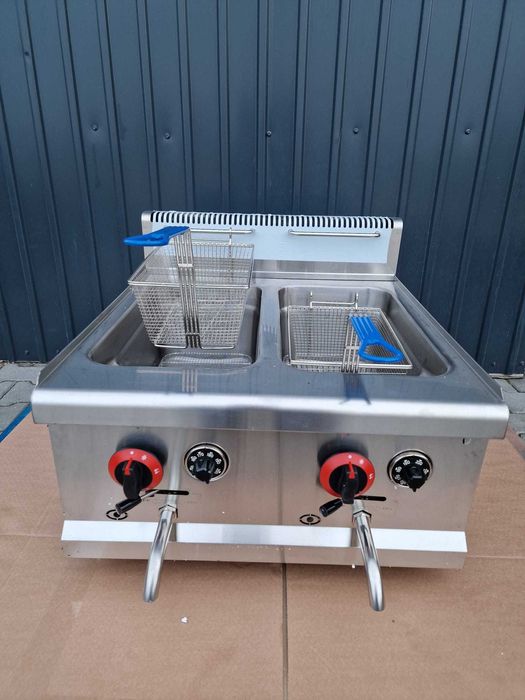 Friteuza Inox pe Gaz, Capacitate 2x15L - Nouă cu Factură și Garanție