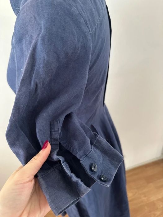 Hobbs Rochie midi din in bleumarin cu funda