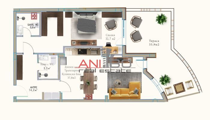 2-стаен в Варна, област-м-т Ален Мак площ 142 цена 163000