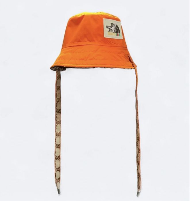 Шапка идиотка Gucci x the north face orange