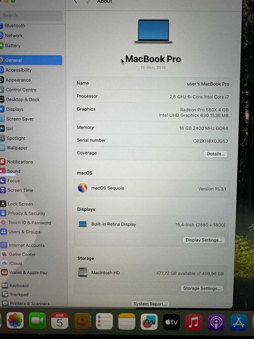 MacBook Pro 15-inch 2018