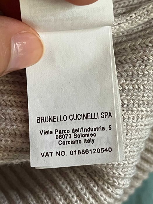 Pulover Bej din Bumbac, Brunello Cucinelli