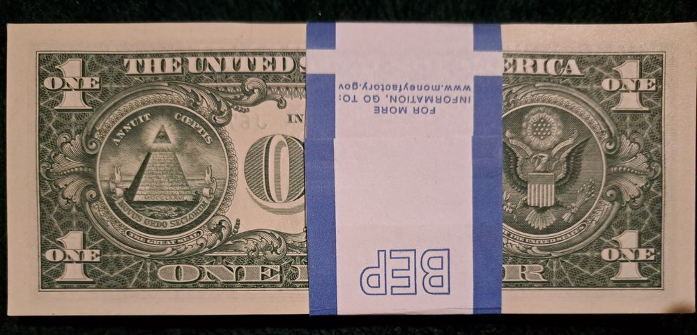 100 bancnote colectie  de 1 dolar,serii consecutive