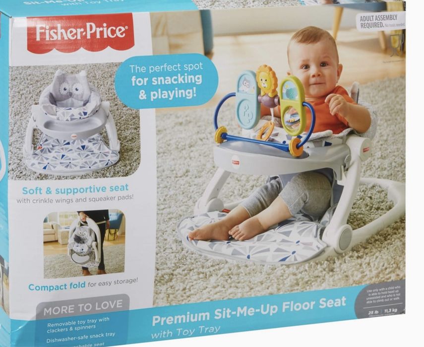 Столче за хранене Fisher Price set me up floor seat with owl