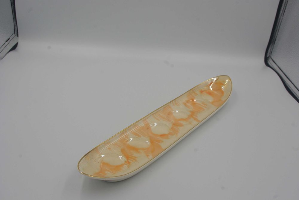 Tava si 6 pahare de tarie, portelan fin din anii 1960, Romania