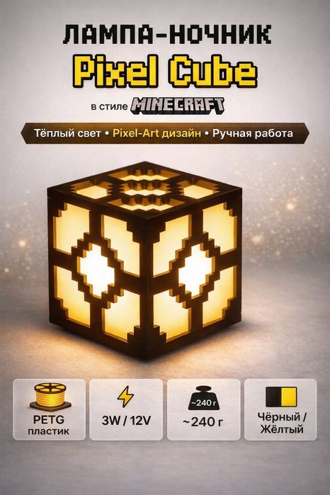 Светильник ночник Minecraft [Редстоун-руда]