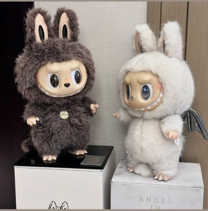 Голямо Лабубу Zimomo, Бяло/Кафяво, Labubu Zimomo 38см