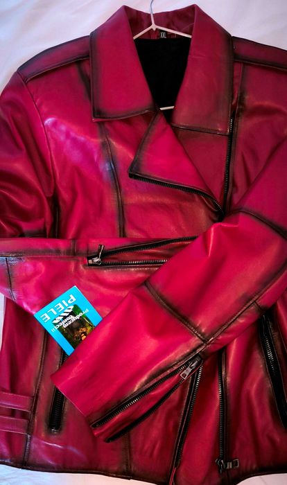 Geaca noua cu eticheta din piele naturala, Burgundy, XXL