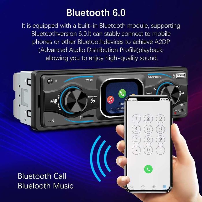 Автомобилен MP3 Плеър за Кола 1DIN – Bluetooth, USB, AUX, SD Карта