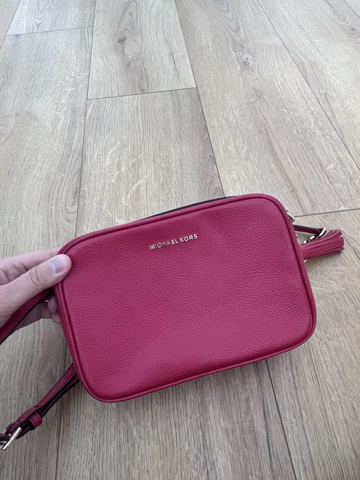 Кожена чанта Michael Kors, червена