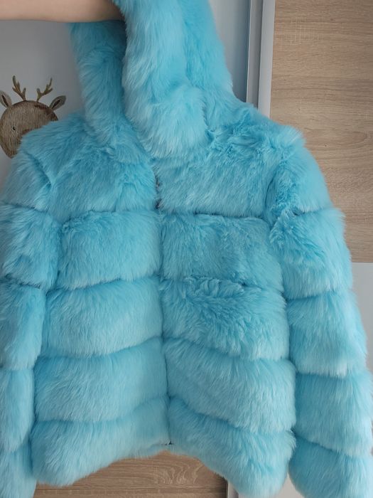 Страхотно чисто ново светло синьо/тюркоаз/палто