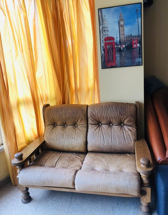 Диван двойка естествена кожа