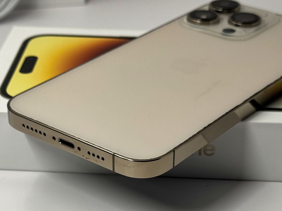 iPhone 14 Pro Max, 128GB, Gold, 100% батерия, ОТЛИЧЕН, 1г. ГАРАНЦИЯ!