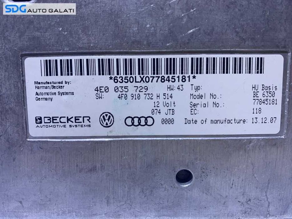 Unitate Modul Calculator MMI Navigatie Audi A6 C6 2005 - 2011 Cod 4E0035729 4F0910732H 4F0910732HX