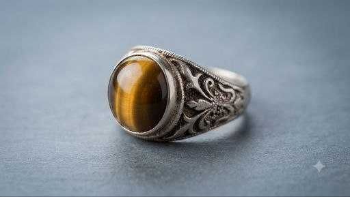Серебряное кольцо с камнем ТИГРОВЫЙ ГЛАЗ