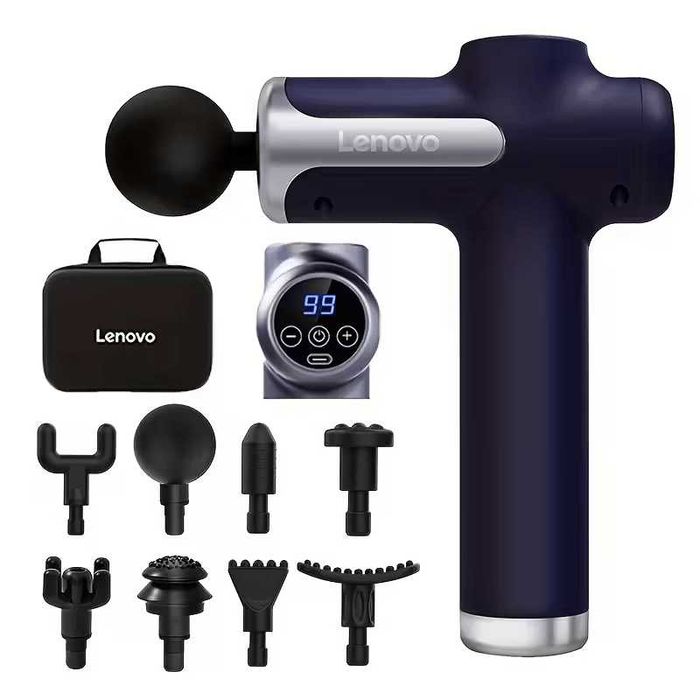 Lenovo мускулен масажор, Безжичен масажен пистолет с 8 приставки, USB