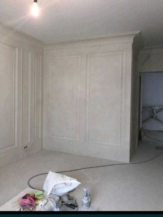 покраска стен закатка побелка левкас работа гипсокартоном обои акция