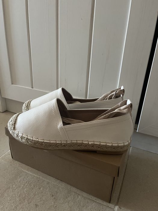 Espadrile alb bej