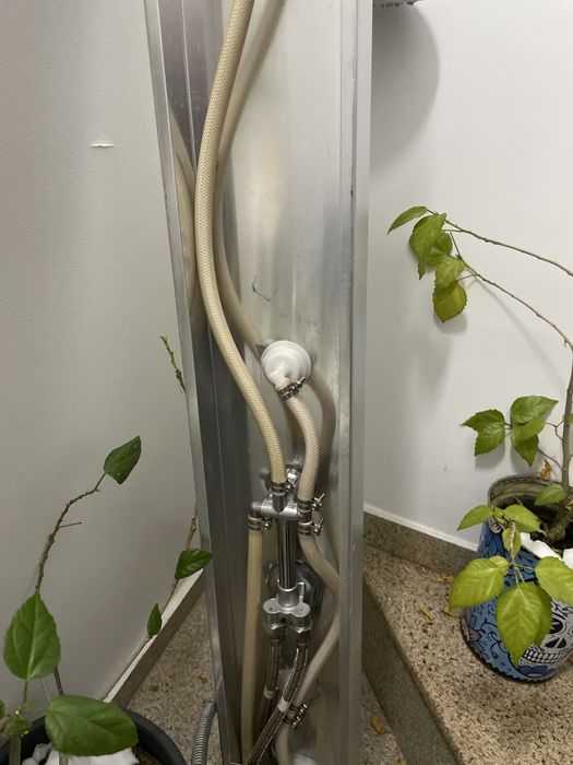 Panou pentru dus  argintiu cu hidromasaj si dus mobilsi fix