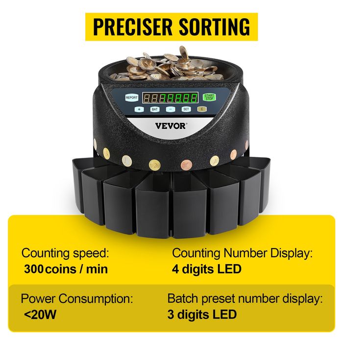 Автоматична Машина за броене и сортиране на монети евро центове VEVOR