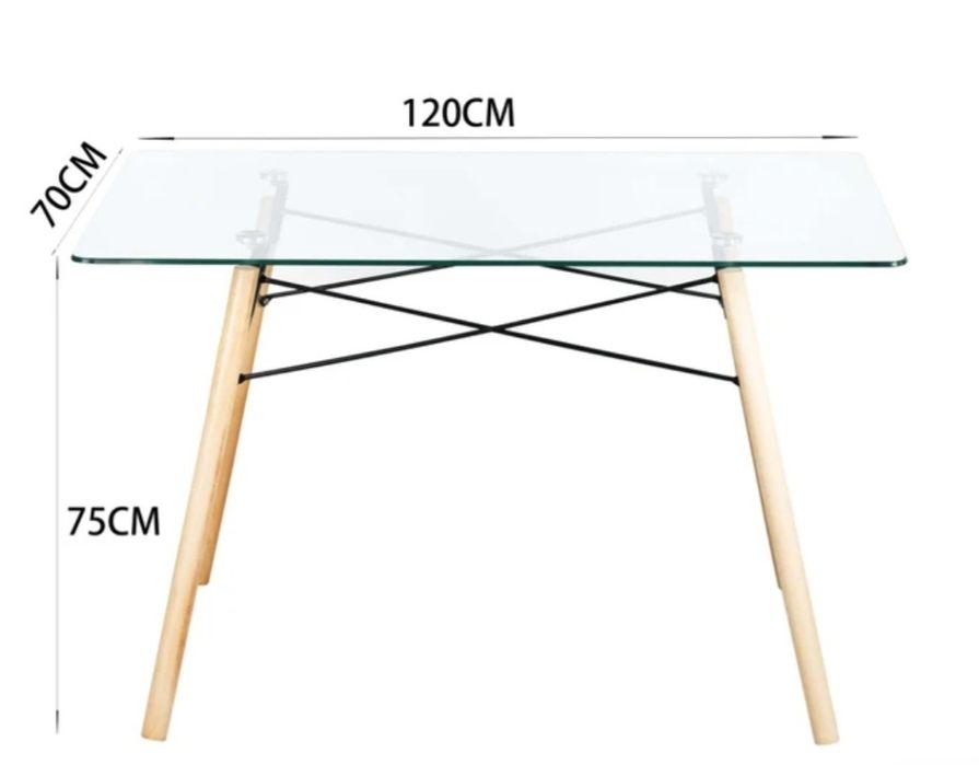Masa de sticla dreptunghiulara,fixa termorezistentă 120x70