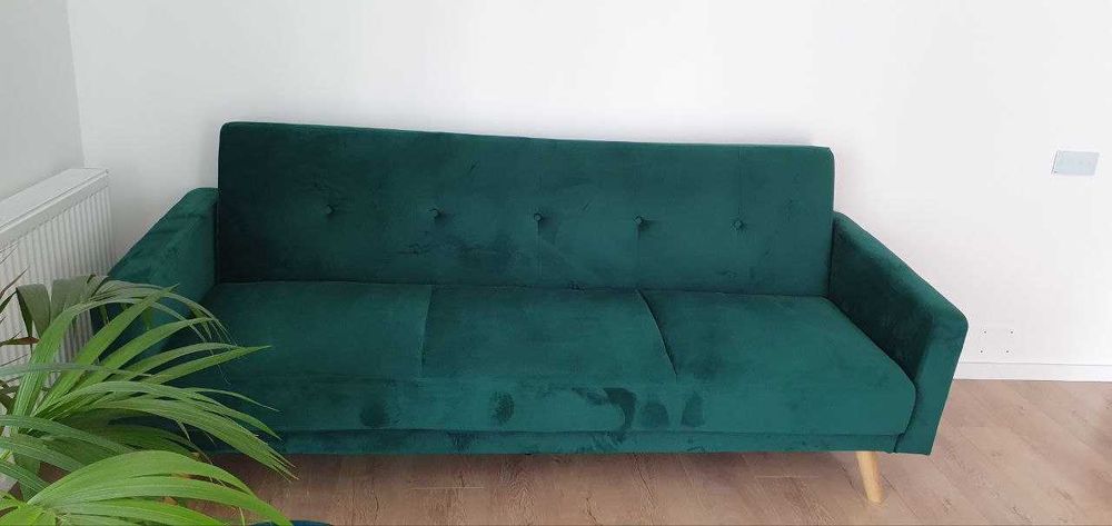 Canapea extensibila catifea verde