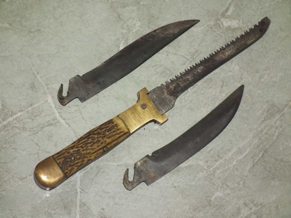 WW II Cutit vechi plásele din corn cu lame interschimbabile nr.6