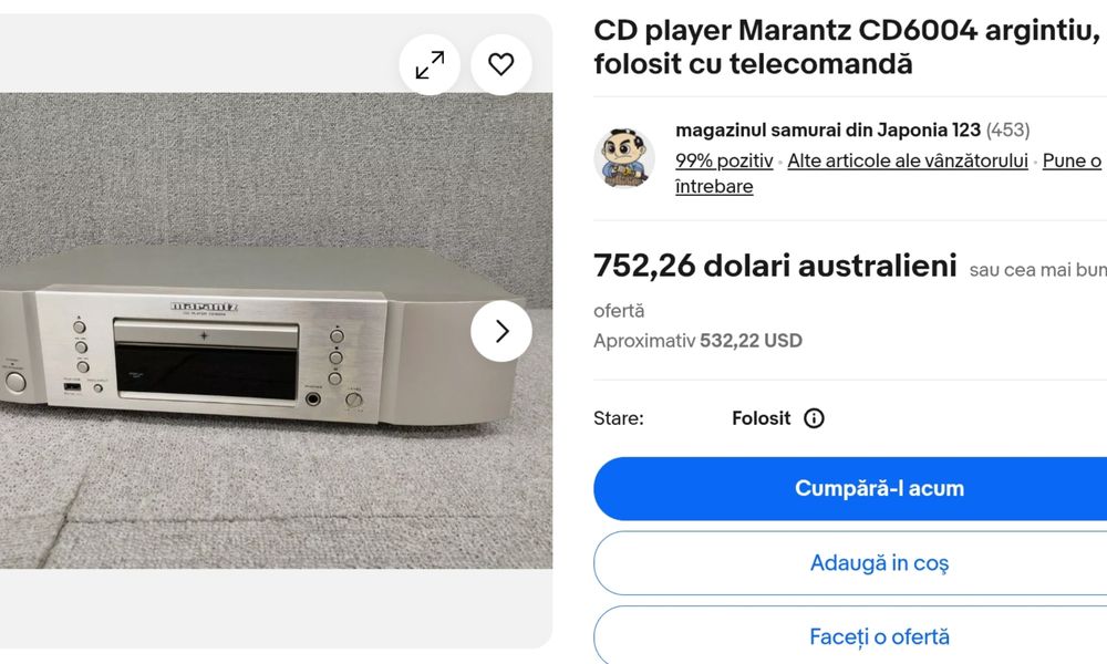 Marantz CD-6004. O piesă de top, premiată. CD/CD-R/CD-RWUSB/MP3.