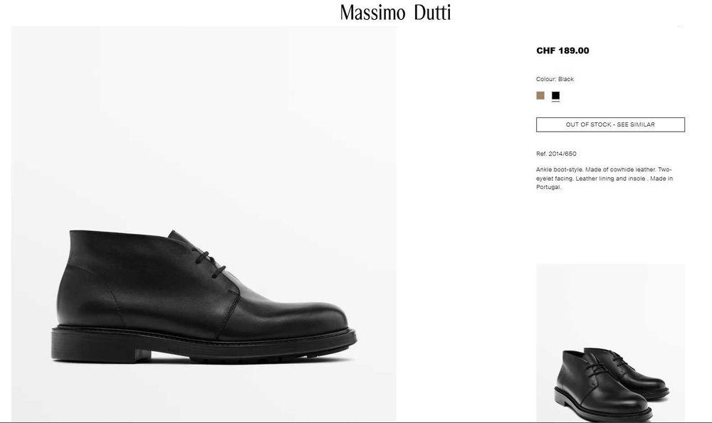 Ghete lace up 43 41 premium Massimo Dutti NOI piele naturala negru