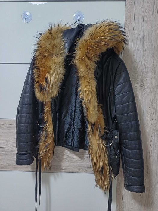 кожено яке  естествен косъм