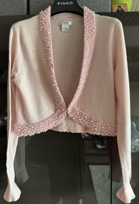 Бебешко розова жилетка с перли