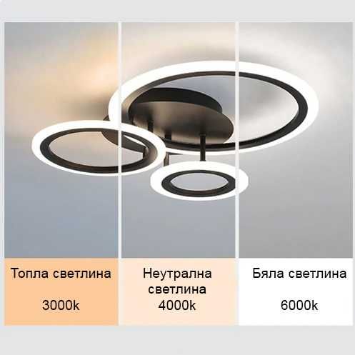 Абажур полилей плафониера 42W LED лампа стена 3 вида светлина бяла