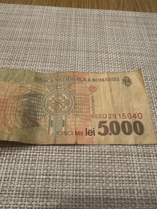 Bancnota Cincii mii lei BNR 1998 Lucian Blaga
