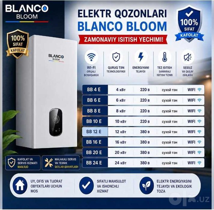 Электрический котел BLANCO BLOOM 10kVt elektr kotel katyol so sklada