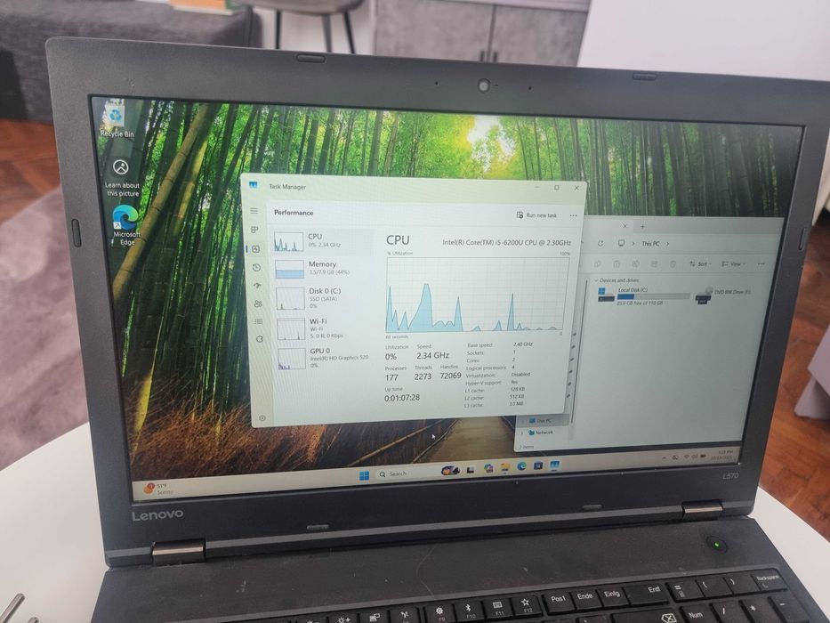 Laptop lenovo thinkpad l570 i5 6200u 8gb ddr4 ssd 128gb