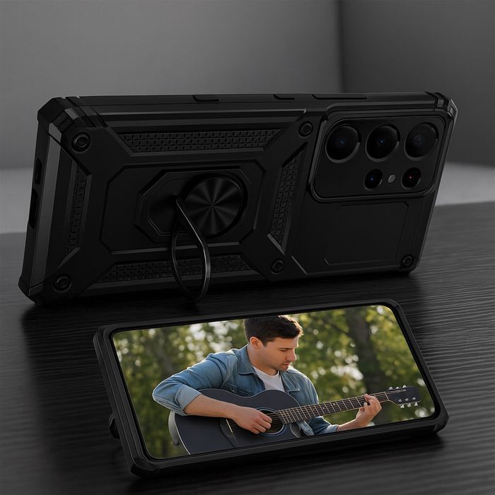Удароустойчив калъф с капак за камера и стойка за Samsung S25 Plus