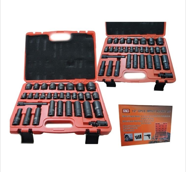 Trusa chei tubulare de impact lungi si scurte 32 piese 1/2"