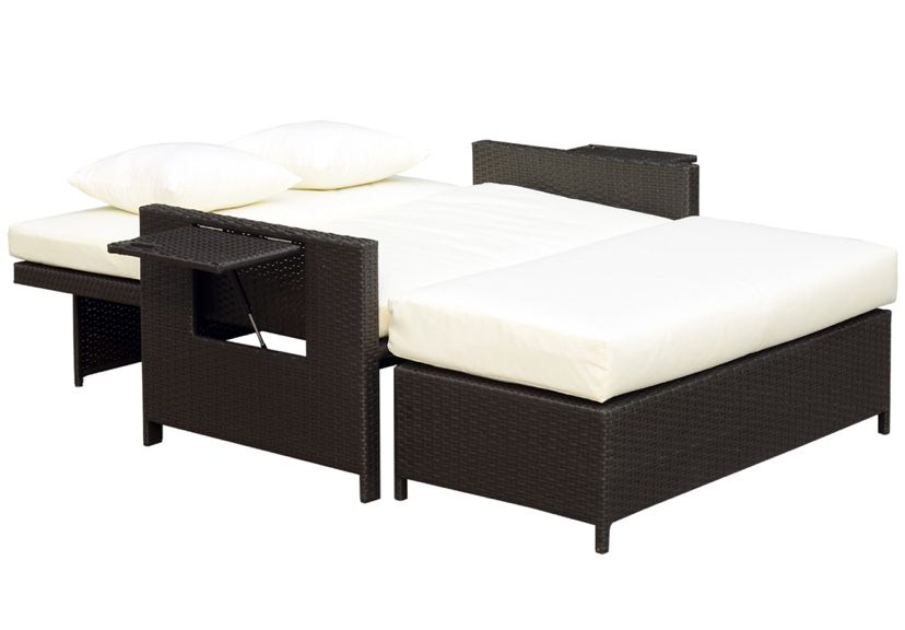 Градински диван с опция сън + масичка с място за съхранение