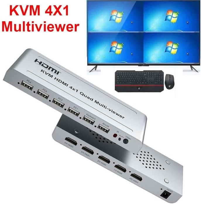 HDMI Свитчер переключатель 4x1 Quad Multi-viewer 1080p 60Mhz
