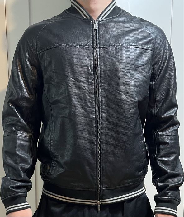 Куртка кожаная бомбер Armani jeans