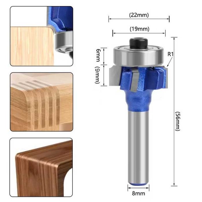 Фрезер за заобляне с долен лагер 8x22x8 R1mm, Захват 8mm, 4030