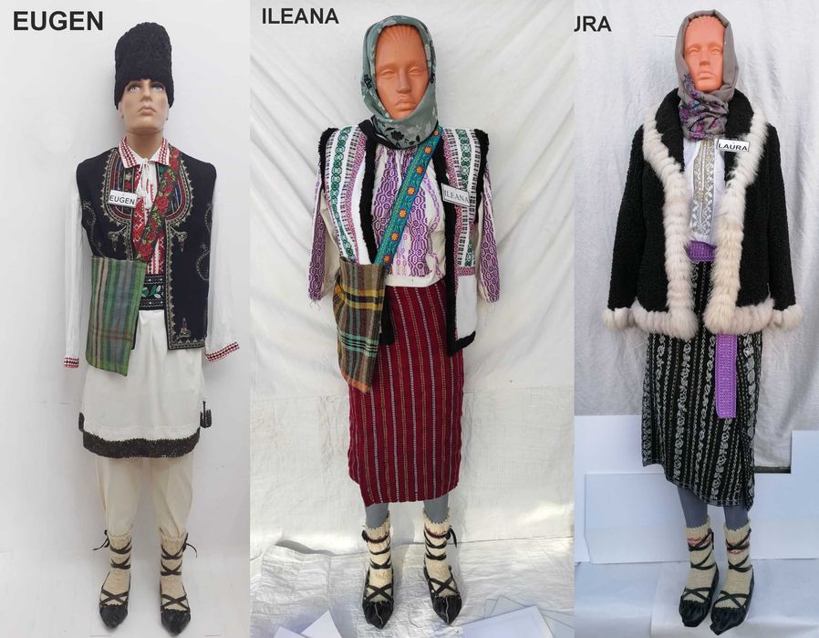 Manechine decorative traditionale imbracate in costume populare