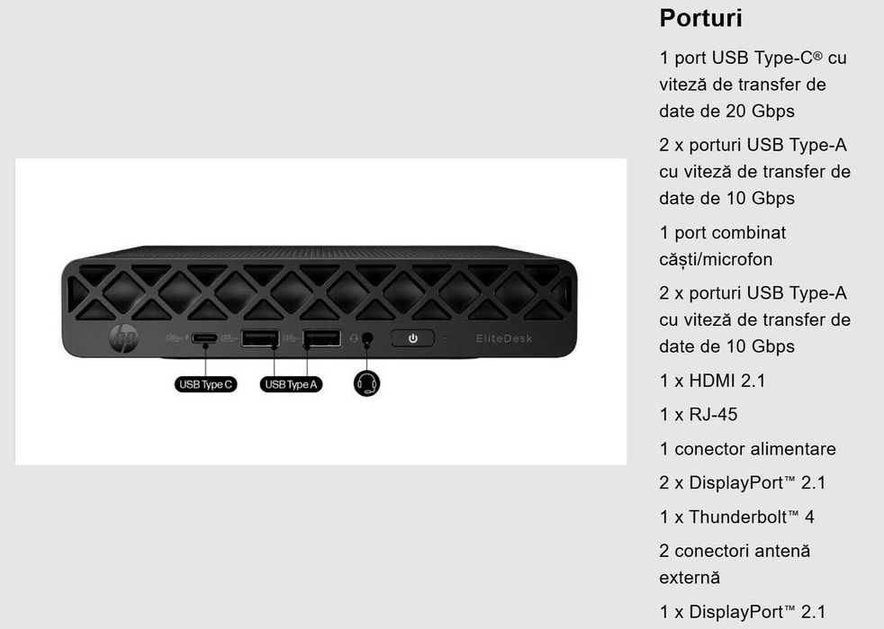 PC HP EliteDesk 8 Mini G1i AI PC Ultra 7 265T 32GB 2TB SSD Nou Garantie