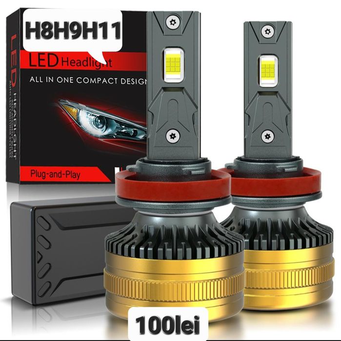 Becuri LED H8 H9 H11  Canbus 12V-24V 60000LM set 2buc